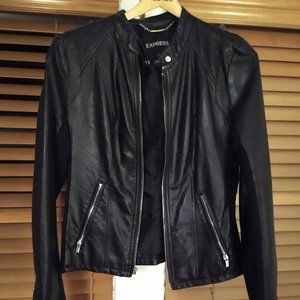 EUC Express Vegan Leather Moto Zip Silver M
